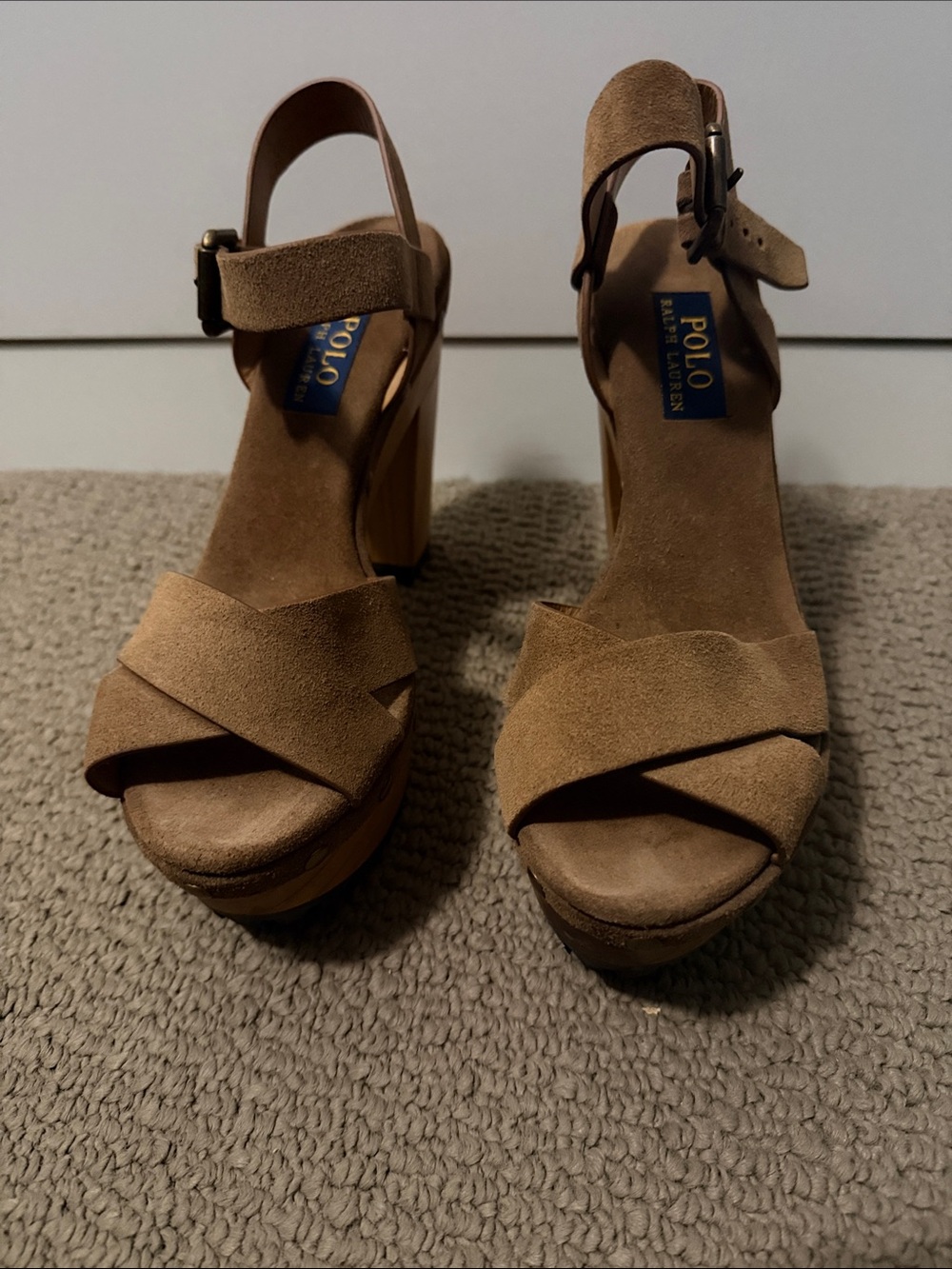 Polo by Ralph Lauren Brown Suede Platform Sandals - Picture 2 of 7